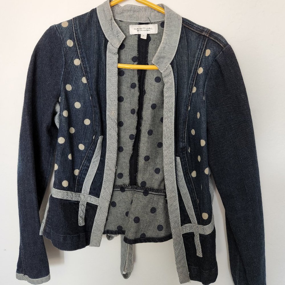 Habitual - cute denim jacket with polka dots! Women's Sz 4.
